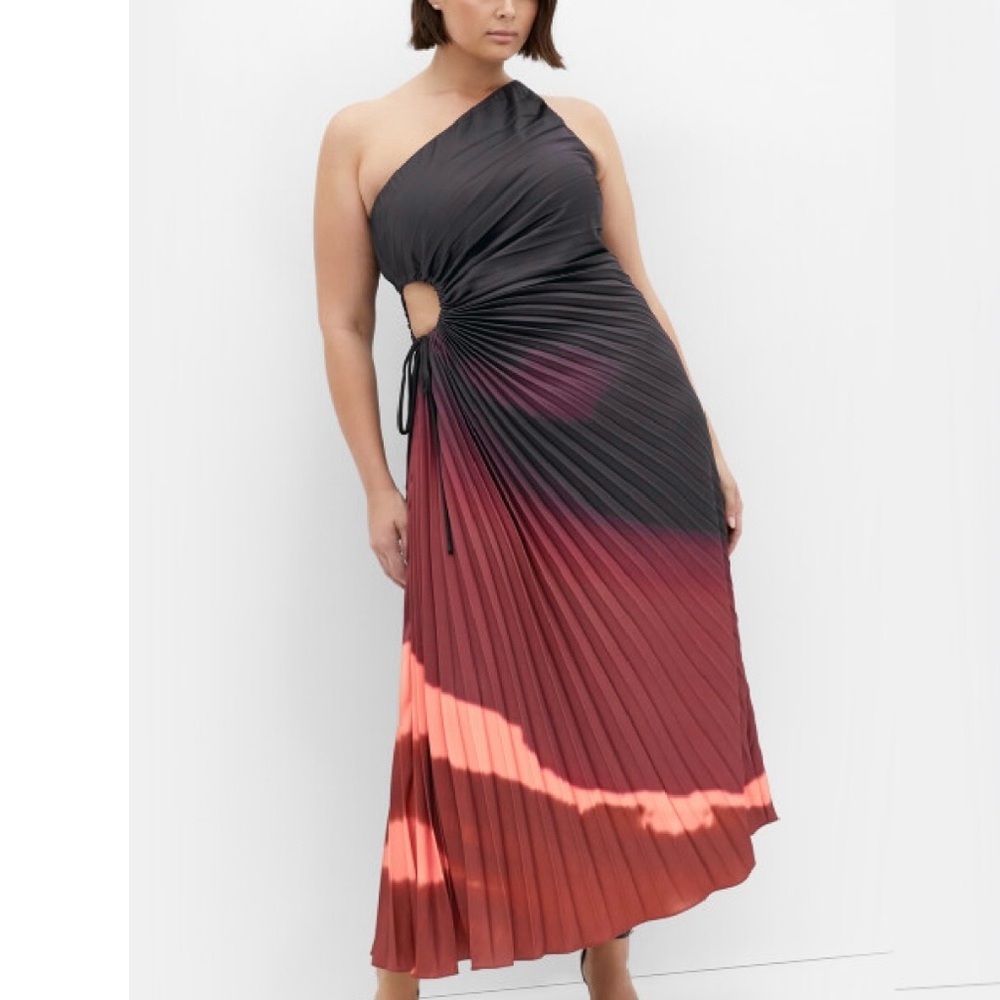 City Chic Aliza Pleat Maxi Dress Women‎ Plus Sz 24 Black Sienna NWT One Shoulder